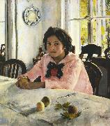 Girl with Peaches (nn02), Valentin Aleksandrovich Serov